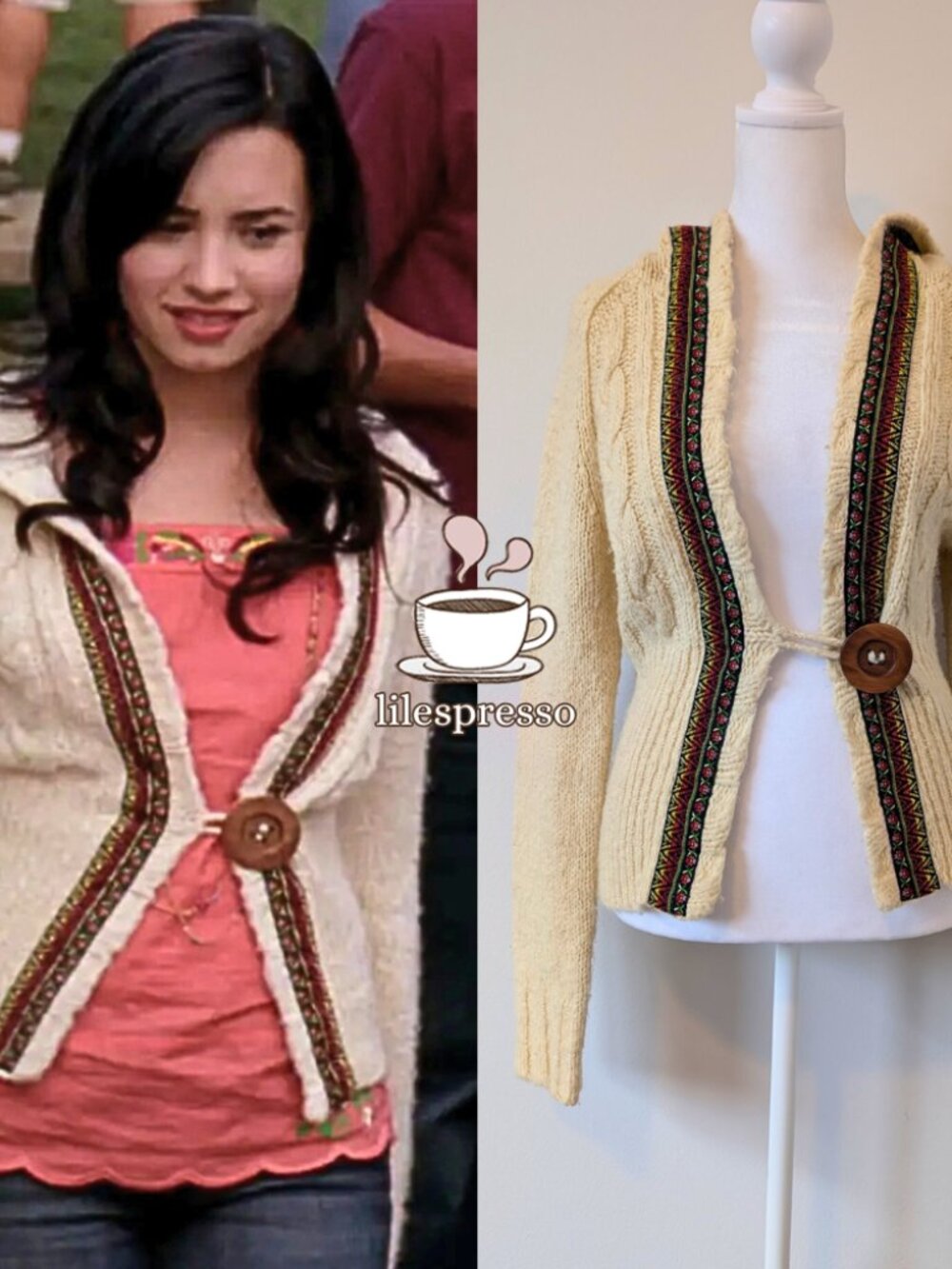 free people embroidered boho button cardigan ASO mitchie torres camp rock 2 (M)
